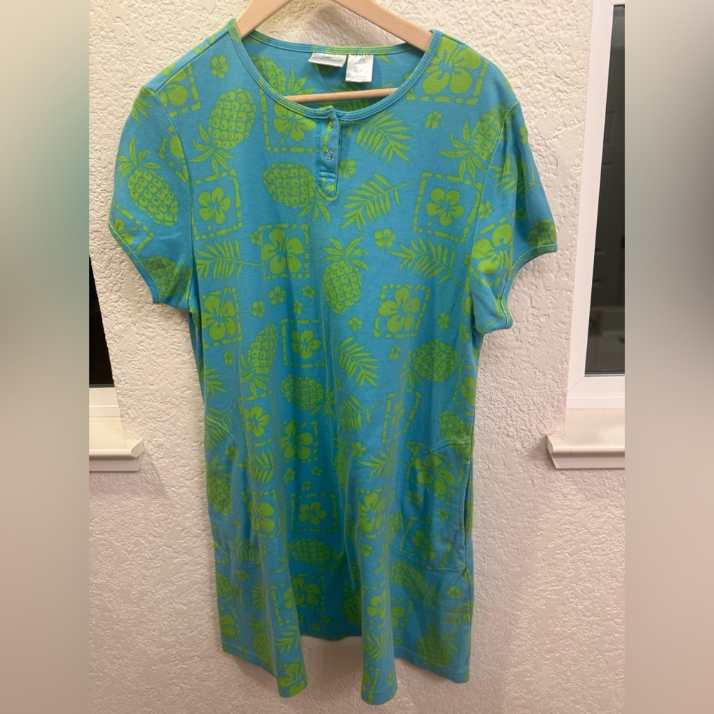 Calypso St. Barth Luxury Resort Wear Tropical Tunic Dress 💯% Cotton Size Large - Picture 2 of 11